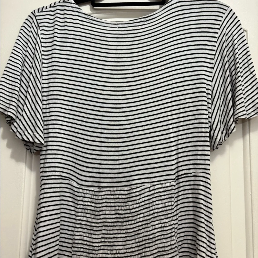 Free People Black and White Tie Front Fitted Blouse - Picture 5 of 6